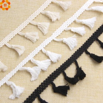 5Yard White/Black/Beige DIY Cotton Tassel Fringe Ribbon Lace Trim Ribbons Sewing Cloth Crafts Accessories&Home Party Decoration