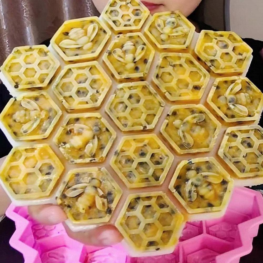 Silicone 19 Mobile Bee Honeycomb Cake Chocolate Soap Soap Icing Mold Mold Candle Diy Mold Beeswax Cake Tools Bakeware Bakew