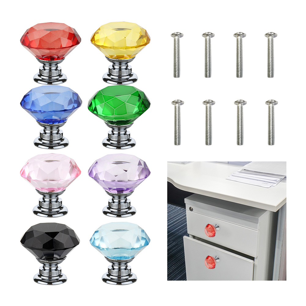 30mm Diamond Shape Design Crystal Glass Knobs Cupboard Pulls Drawer Knobs Kitchen Cabinet Handles Furniture Handle Hardware