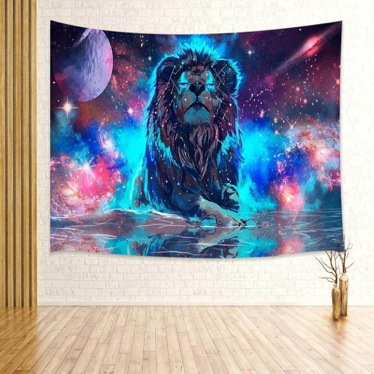3D Psychedelic Lion Wall Hanging Tapestry Colorful Painting Hanging Tapestries Wall Curtain Wall Carpet Blanket Home Decor