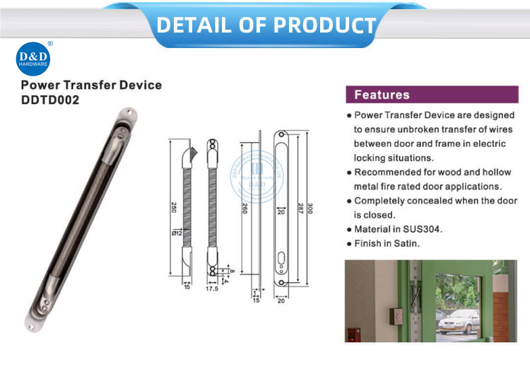 Fire Rated Door Stainless Steel Power Transfer Device