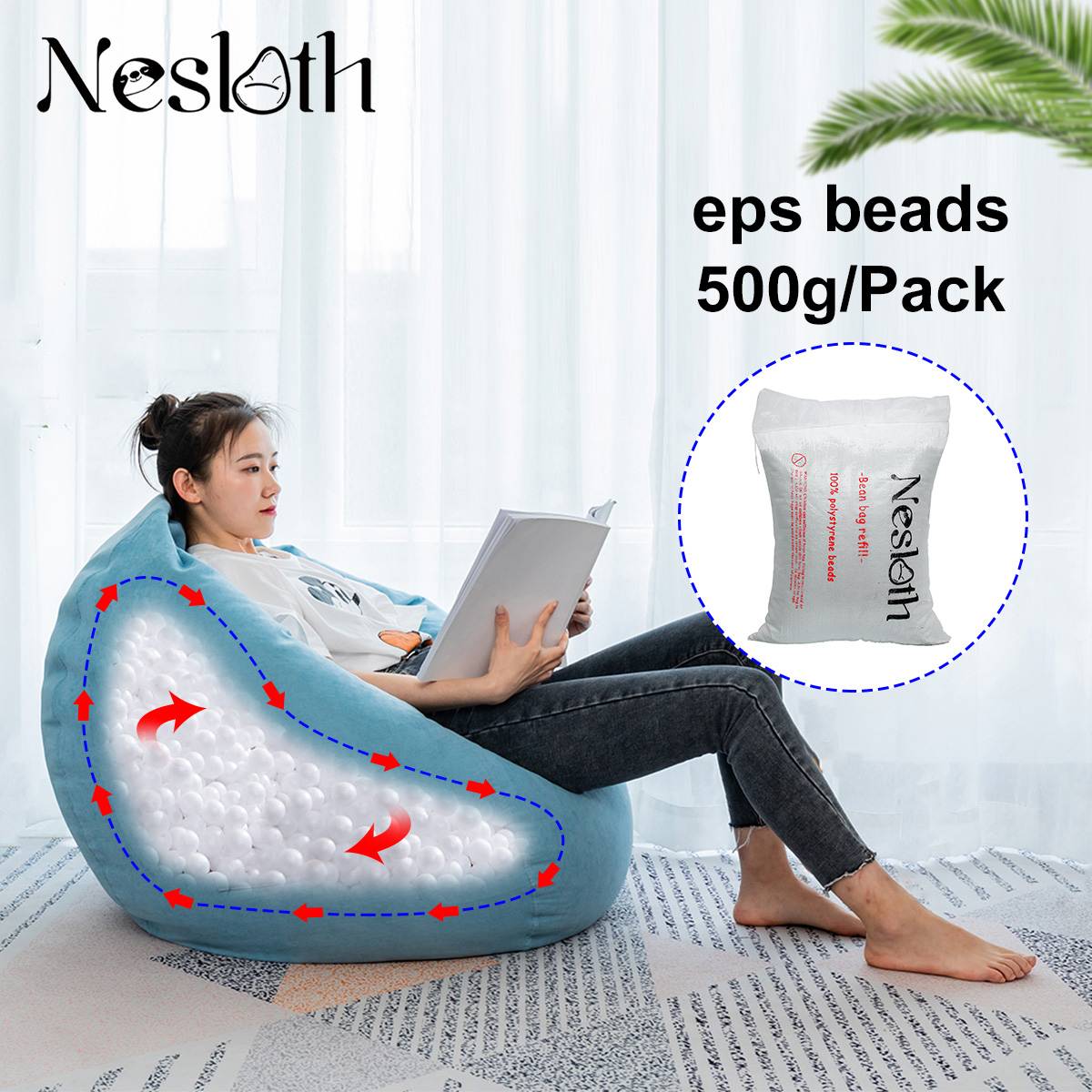 Nesloth 500g EPS Material White Foam Balls beanbag baby Filler bed sleeping Pillow Bean Bags chairsofa Beads Filler Styrofoam