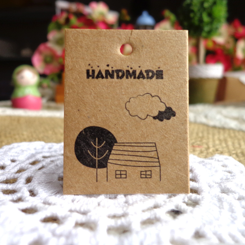100pcs 3x4cm Handmade Kraft Paper Tags DIY Gift Decorating Hang Tags Wedding Party Price Tags Label Garment Tags