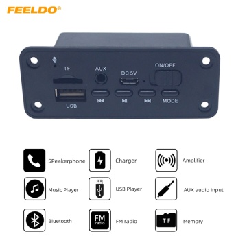 FEELDO Car MP3 WMA Decoder Board Audio Module 2 x 3W Amplifier Radio FM Receiver USB TF Port Bluetooth MP3 Player DC5V