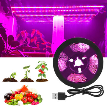 1m 2m 3m USB LED Grow Light Full Spectrum 5V LED Growing Lamp Fitolampy 2835 Dideo Tape Phyto Lamps For Indoor Plants Greenhouse