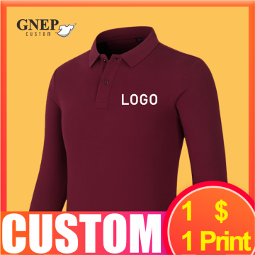 Winter Men's Polo Shirt Custom Plus Cashmere Warm High-End Long-Sleeved Shirt Print Logo Simple Solid Color Top GNEP2020 New