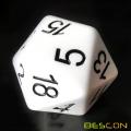 Bescon Jumbo D20 38MM, Big Size 20 Sides Dice Solid White, Big 20 Faces Cube 1.5 inch