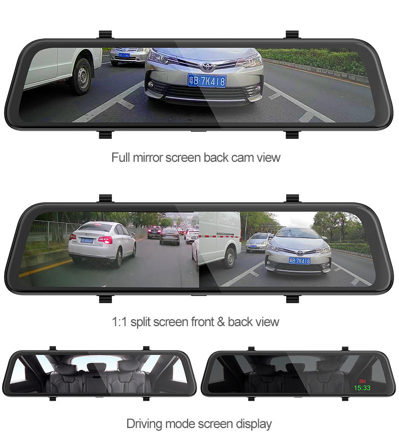 Car DVR 12 Inch 2K Rearview Mirror For Auto Recorder Mirror Steaming IPS Dash Camera 1440P Car Mirror Video Night Vision