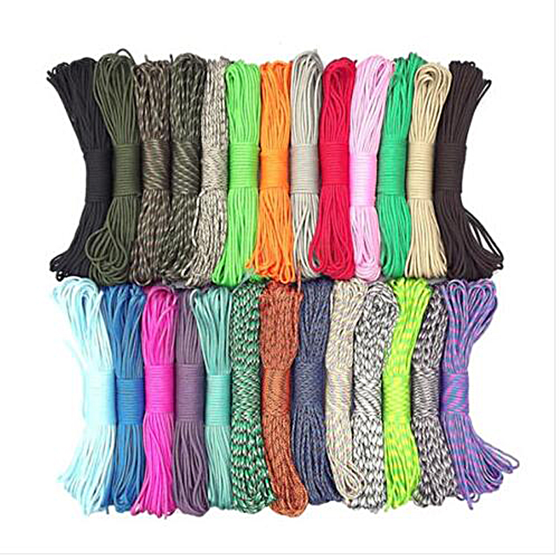 550 Paracord 8/16/32m Parachute Cord Lanyard III 7 Strand Core of Mixed Color for Outdoor Camping Climbing