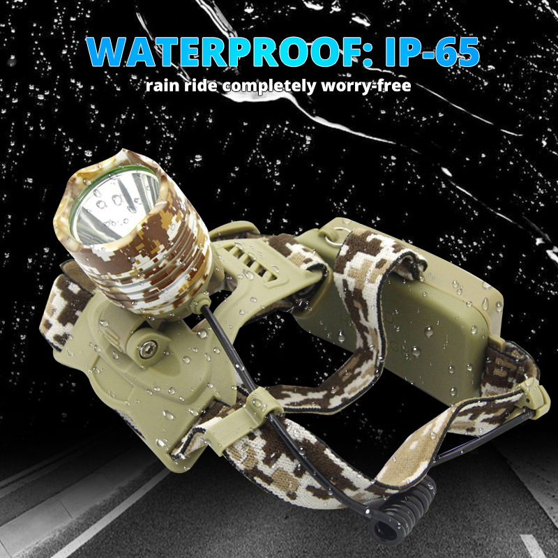 Hunting headlamp 5000LM T6 Led Headlight Camouflage Head Lamp Rechargeable Lantern Lamp Camping Hiking Fishing Light