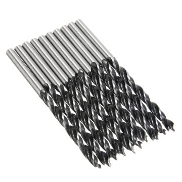 10pcs 75mm Length Woodworking Drills with Center Point 4mm Diam Twist Drill Bits for Drilling Wood