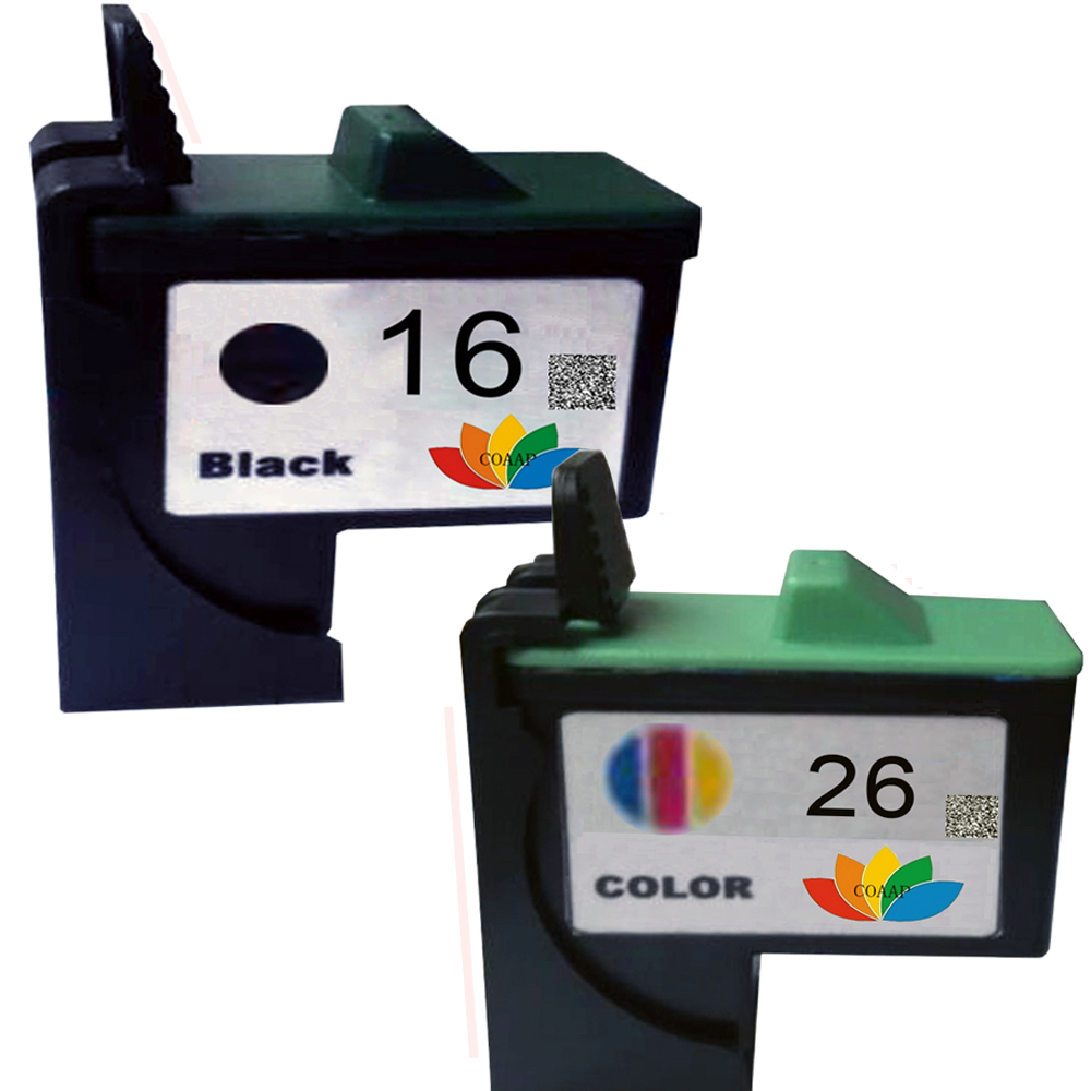 2pcs 16 26 Compatible Ink Cartridge 10N0016 10N0026 For Lexmark Z515 Z605 Z645 Z33 Z35 SHIP