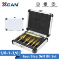 XCAN Step Drill Bit Set Pagoda Shape Matel Drill Bit with 130mm Center Punch Drill Hole Cutter Core Drill Bit