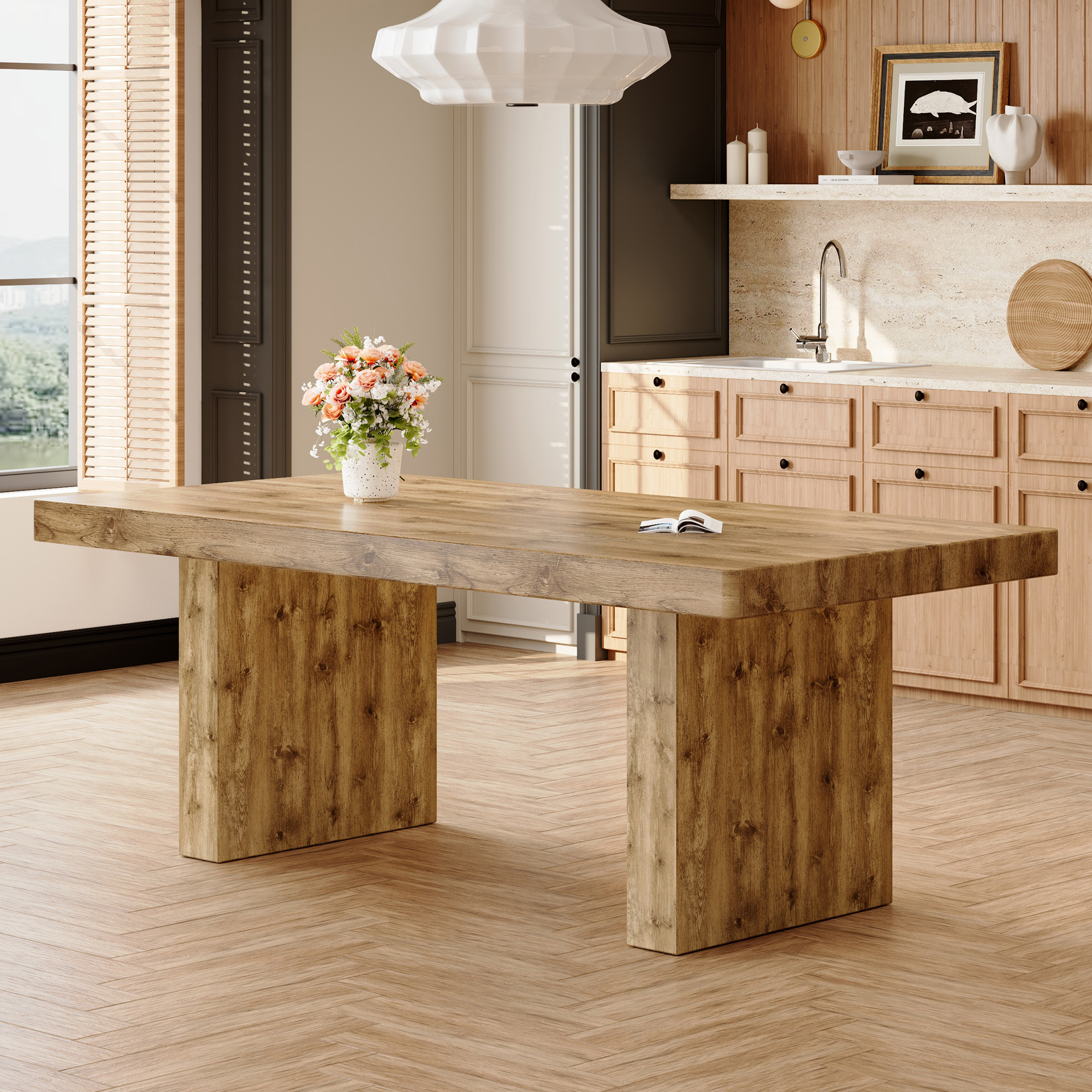 Wood Pattern MDF Dining Table For ModernHomes