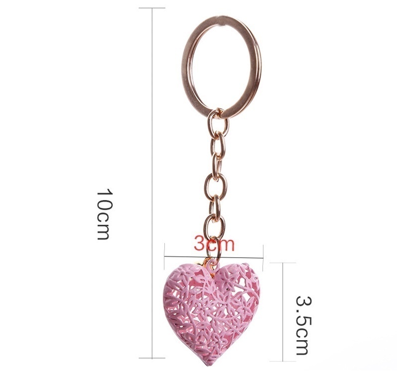 Fashion metal heart key chain colorful heart metal clock and clock key chain pendant gift 1