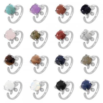 Gemstone Turtle Ring for Men Women Natural Stone Crystal Quartz Adjustable Ring Anniversary Birthday