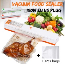 Green 200V Household Food Vacuum Sealer Packaging Auto Machine Film Sealer Vacuum Packer Including with 10Pcs Bags EU/US Plugs
