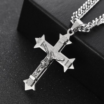 Gold&silver Crucifix Jesus Cross Necklace Stainless Steel Christs Pendant link Chain Men Necklaces Jewelry Gifts 23