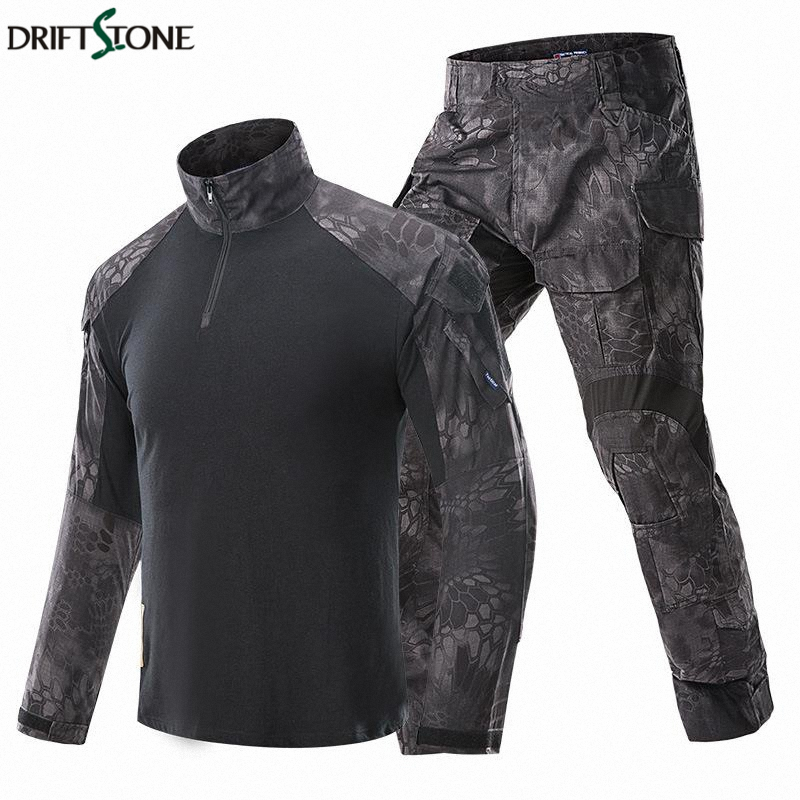 Camouflage BDU Army Combat Suit Men Tactical Military Uniform Clothing Sets Waterproof Cargo Pants Long Sleeve T-shirts