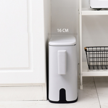 Simple Bathroom Corner Trash Can 11L Capacity With Bag Storage Press Open Plastic Kitchen Waste Bin Rectangle Dustbin Container