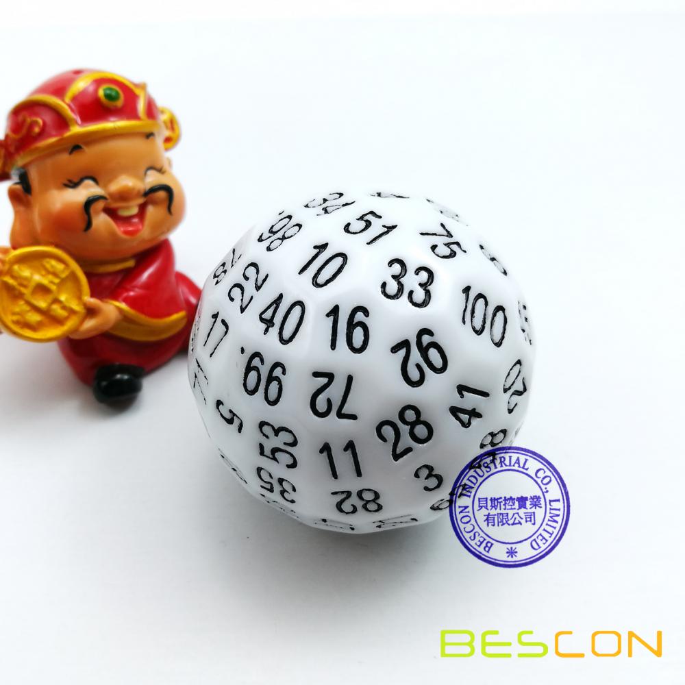Bescon Polyhedral Dice 100 Sides Dice, D100 die, 100 Sided Cube, D100 Game Dice, 100-Sided Cube of White Color