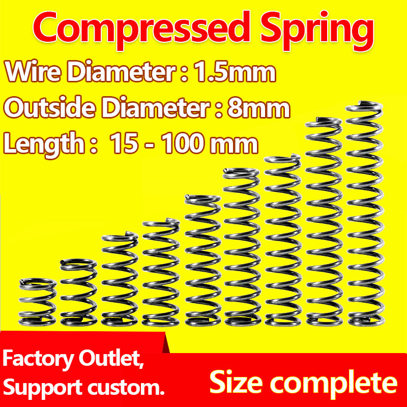 Pressure Spring Mechanical Wire Diameter 1.5mm/Outer Diameter 8mm Release Spring Compressed Spring Return Spring Factory Outlet