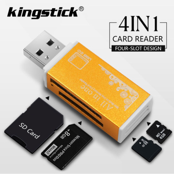 4 In 1 USB 2.0 Lighter Shape Card Reader Aluminum Alloy Shell High Speed Memory Card Reader Portable Support M2, MS/MS PRO Etc
