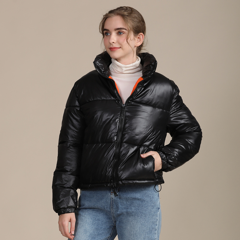 Zipper Short Puff Jacket for Women