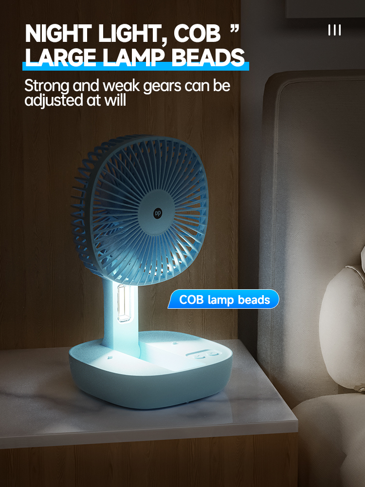 Foldable Rechargeable Fan with LED Light and Phone Holder-detail-6