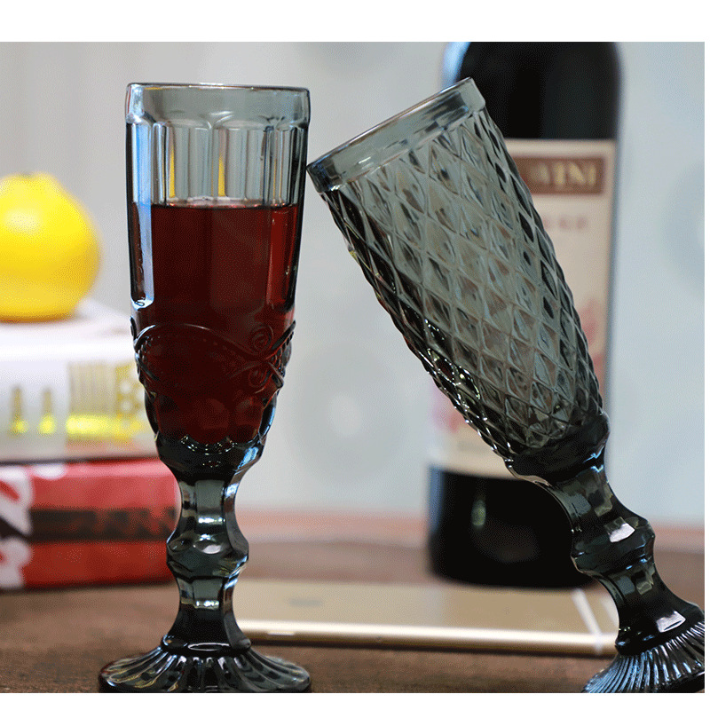 Color Goblet Champagne Cup European Embossed Juice Cup Restaurant Hotel Creative Ice Cream Goblet