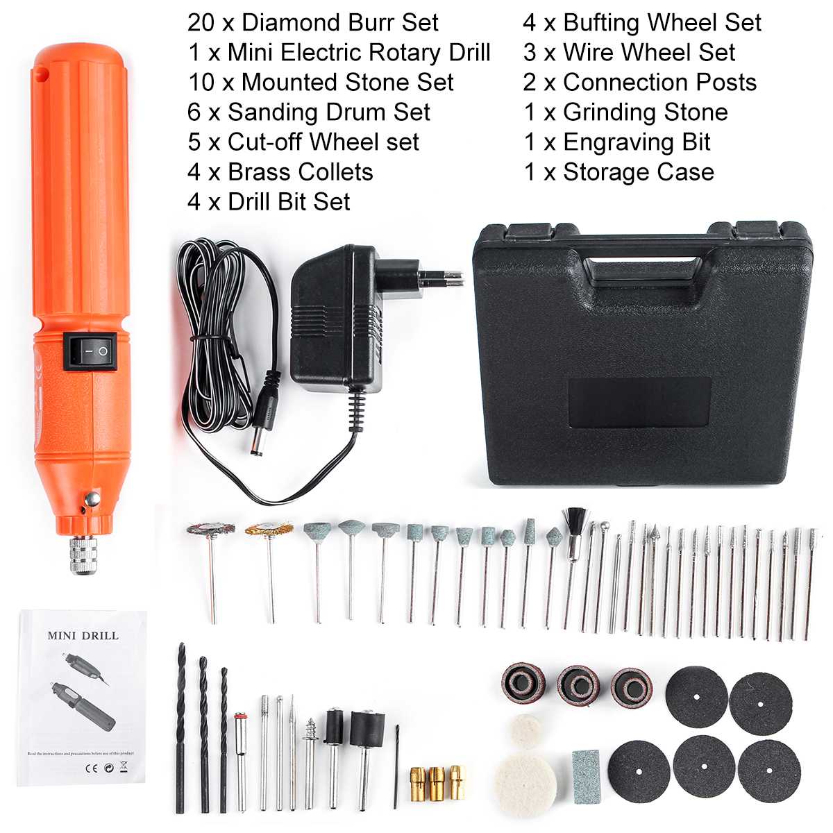 10000RPM Mini Electric Drill Engraver Machine Cordless Rotary Polishing Carving Grinder with 60pcs Drill Bits Accessories