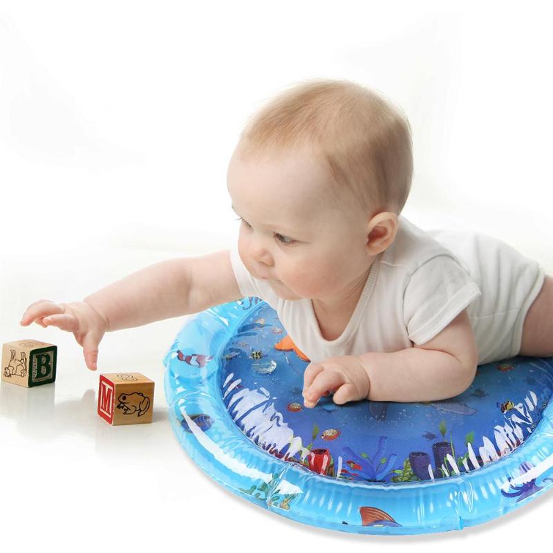 Inflatable Infants Tummy Time Activity Mat Baby Play Water Mat Toys for Kids Mat Summer Swimming Beach Pool Gyms Mat with Pump