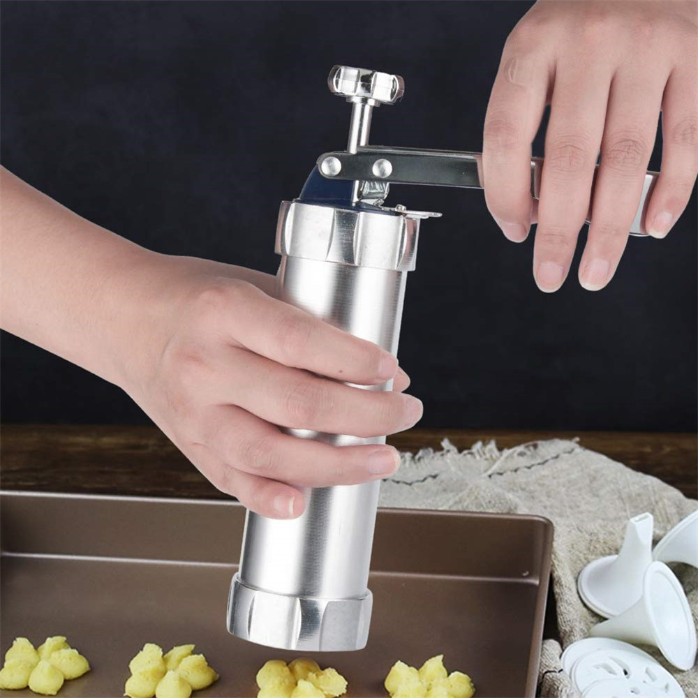 Cookie Press Machine Stainless Steel Biscuit Extruder Press Cookie Gun Kit Set DIY Biscuit Maker Baking Decoration Supplies