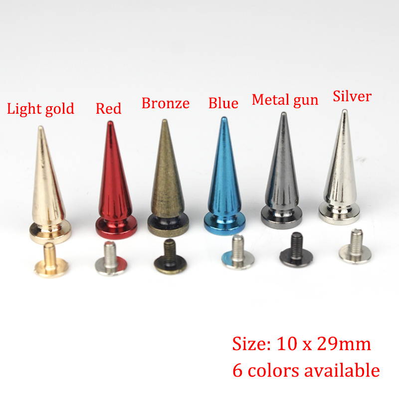 5pcs Metal Screwback Cone Studs Bullet Spike Long Punk Rivets for Leather Craft Bag Garment Stage costume Shoes DIY Decor