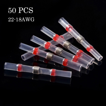 20/50PCS Wire Connectors 22-18AWG Waterproof Solder Seal Heat Shrink Butt Connectors Terminator Electrical Wire Crimp Terminals