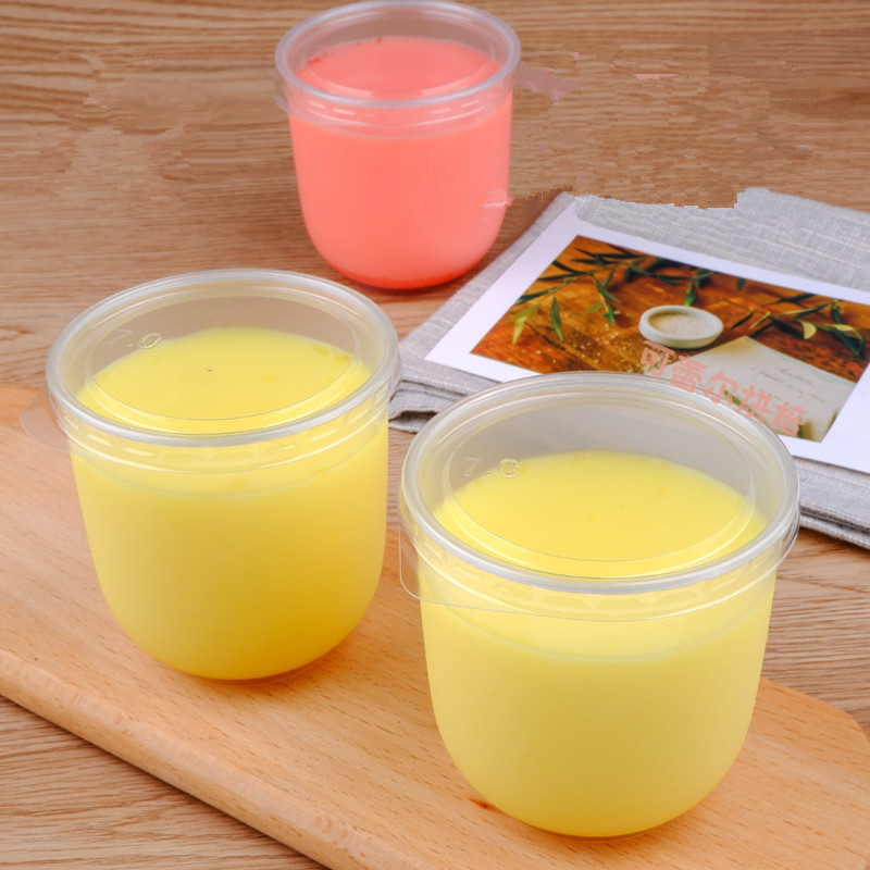 High temperature resistant and roasting baking disposable pudding cup 180ml transparent jelly yogurt plastic cup with lid