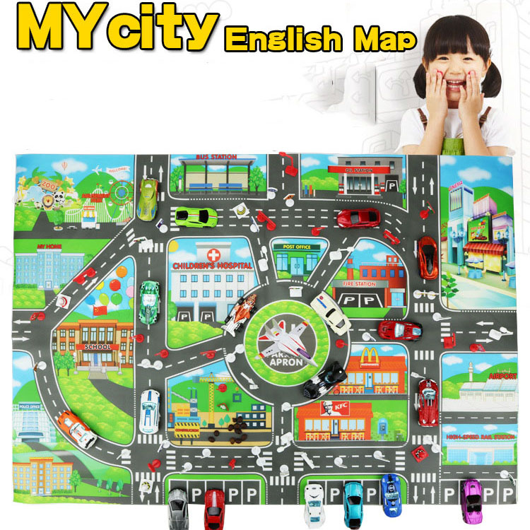 83*57 CM City Traffic Simulation Play Mats Waterproof Foldable Non-woven Fabric City Packing Lot Scenes Play Mats For Baby Toys