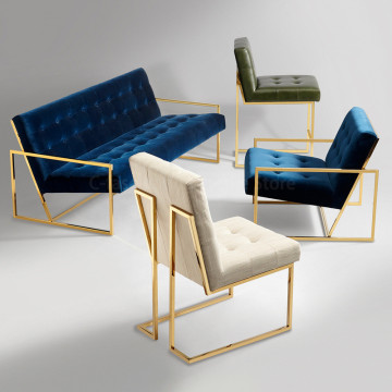 Nordic Minimalist Cloth Dining Chair Art Iron Living Room Sofa Chair Combination Restaurant Leisure Sofa Single Sofa Chairs
