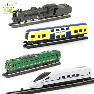 HUIQIBAO TOYS 4pcs/set Simulation Metal Steam Cargo Diecasts Train High Speed Rail Alloy Railway Inertial Cars Toys for Children