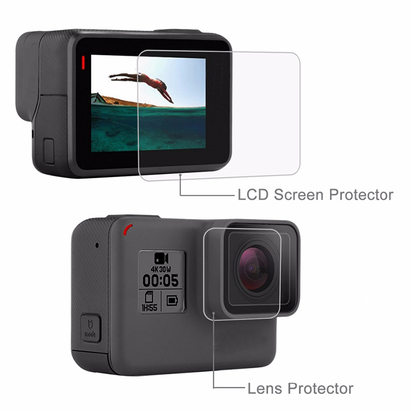 3 in 1 Accessories Lens Protection Cover+Tempered Film LCD Screen Protector + Lens Protector for Gopro hero 7 6 5 Action Camera
