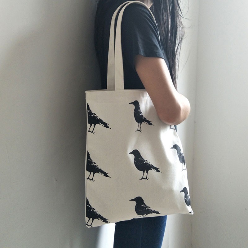Women Canvas Shopping Bags White Foldable Cloth Cotton Bag Female Tote Shoulder Bag Reusable Eco Shopper Bag Bolsa Feminina