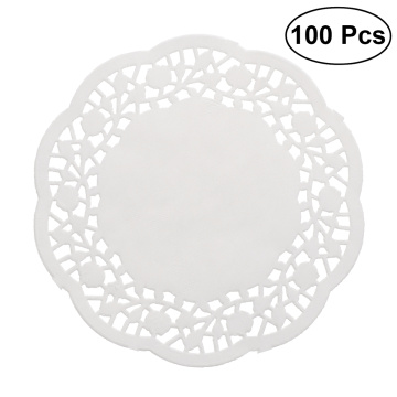 100pcs Disposable Oil-absorbing White Lace Paper Doilies Cake Box Liner Packaging Paper Pad Baking Tools Accessories