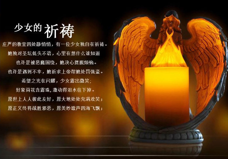 Angel Statue Candle Holder Electronic Candlestick Decoration Christ Prayer Home and Church Decoration Resin Material Gift
