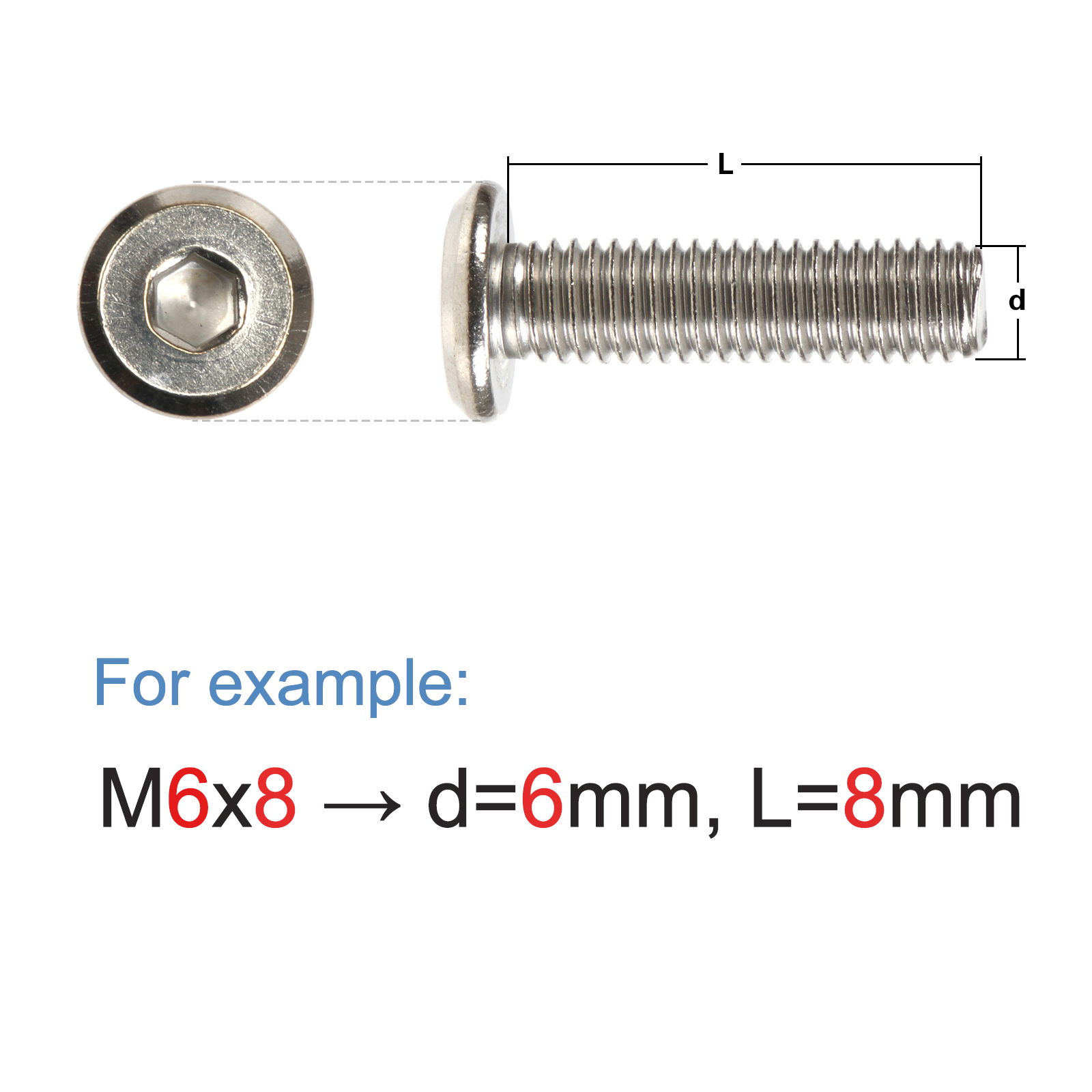 M6 M8 304 Stainless Steel Hexagon Socket Flat Head Bolts Full Thread Hex Socket Cap Furniture Screws