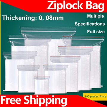 Ziplock Bag Transparent Thick Plastic Sealing Bag Plastic PE Poly Bags Fresh Storage Food Envelope Bag Reusable Zip Bag 8 Silk