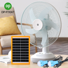 DP 16 inch Rechargeable Bench fan with Solar Panel LED Bulb DC USB Output