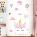 Cute cartoon wall stickers fantasy unicorn pattern stickers girly style baby bedroom home decoration QT1569