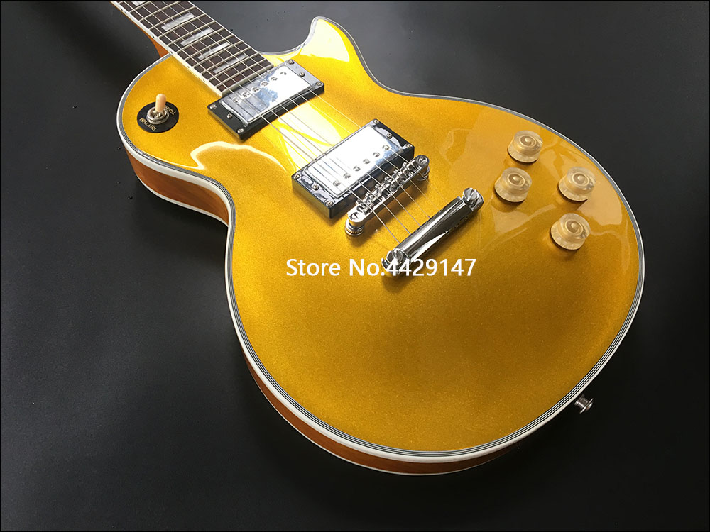 2020 High quality electric guitar,Solid Mahogany body With Golden top,Rosewood fingerboard with square pearl inlay,free shipping