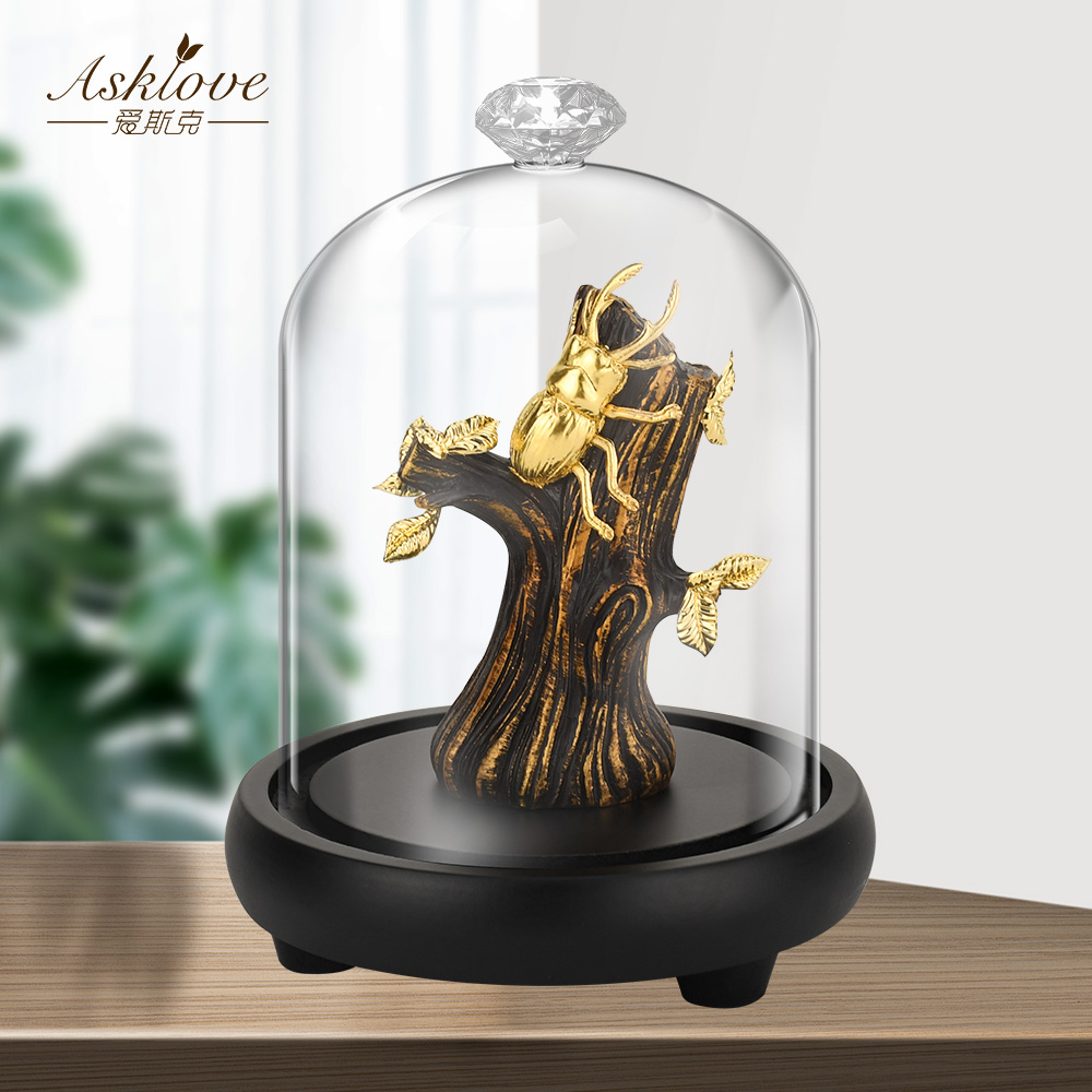 Modern Decor Gold Leaf Beetle Resin statue Sculpture Table Ornament Model Figurine Gold Foil Crafts Home decoration