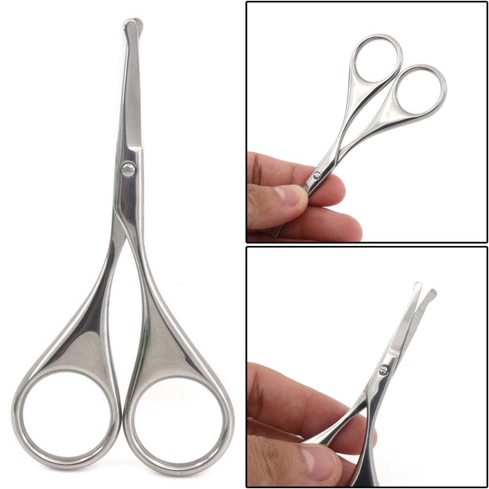 Nose Hair Scissors Cutter Trimmer Round Head with Safety Tips brand new Sharp edge Stainless steel Nose Mustache Makeup Scissors